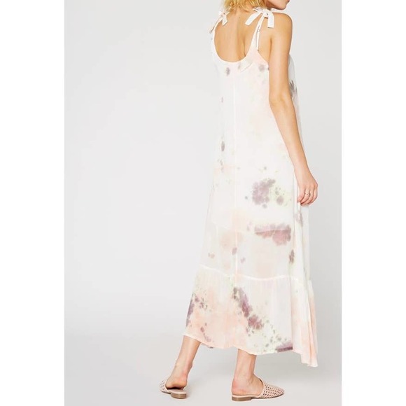 LACAUSA Coco Dress Womens Small White Tie Dye Jewel Wash Tie Shoulder Maxi - Picture 2 of 16